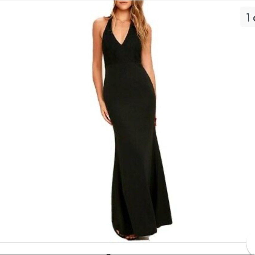 Lulus lace Halter Black Formal Dress